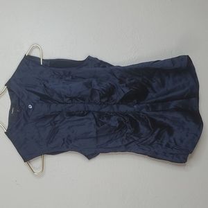 Theory Deep Arctic Teal Ruched Front Stretch Silk Satin Blouse NEW WITH TAGS